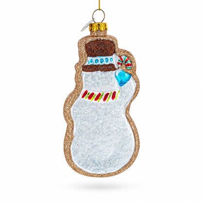 Festive Snowman Cookie Glass Christmas Ornament