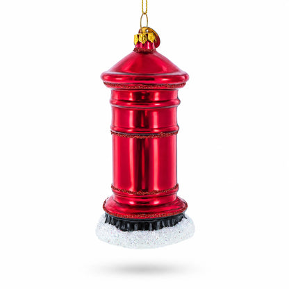 Red Mailbox with Letter to Santa Glass Christmas Ornament