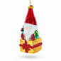 Gnome Bearing Gifts Glass Christmas Ornament