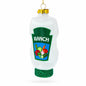 Ranch dressing glass Christmas ornament shaped like a bottle, green glitter cap, gold hook
