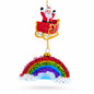 Santa Rainbow Sleigh Ride Glass Christmas Ornament