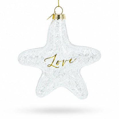 Radiant White Star "Love" Glass Christmas Ornament