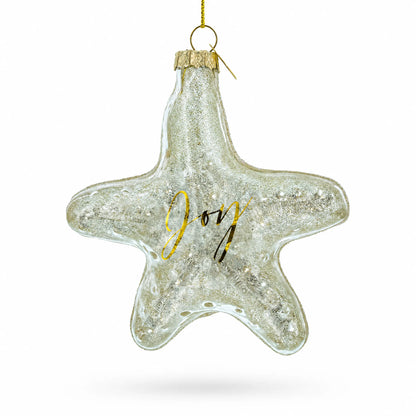 Golden Gleaming Star "Joy" Glass Christmas Ornament