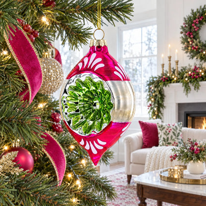Vintage Tinsel Retro-Inspired Glass Christmas Ornament