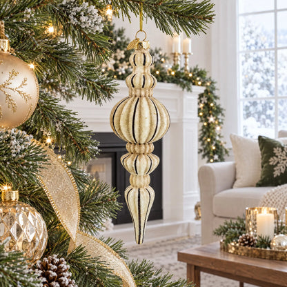 Vintage-Inspired Finial Glass Christmas Ornament