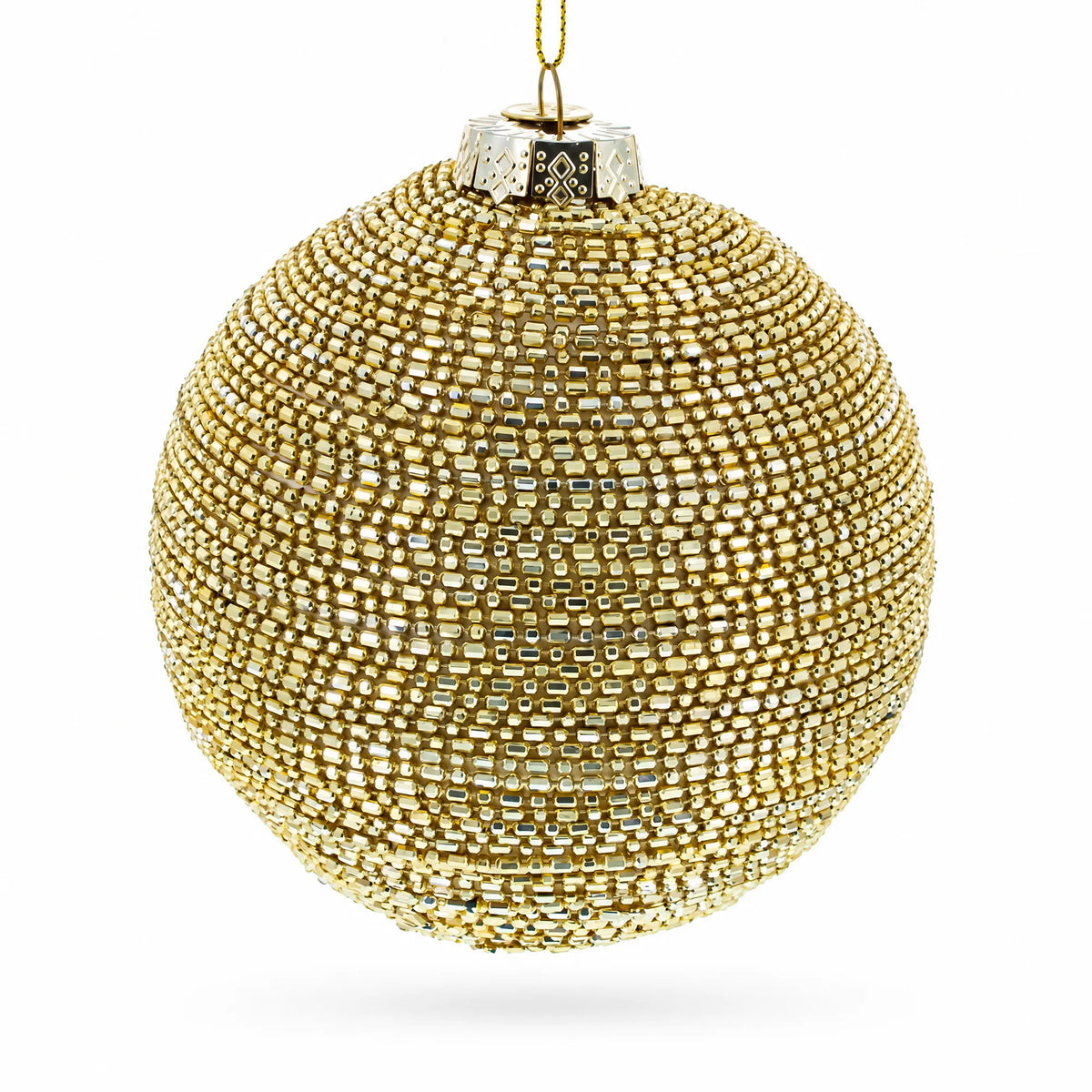 Beaded Gold Glass Ball -Glass Christmas Ornament