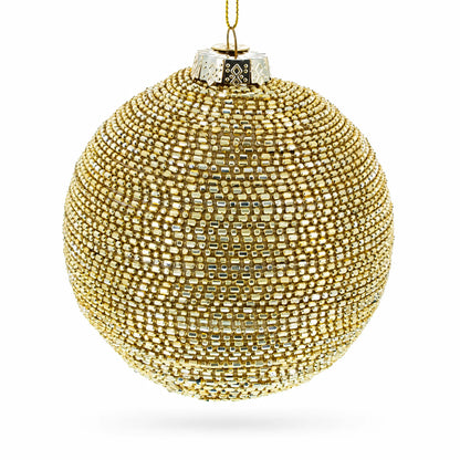 Beaded Gold Glass Ball -Glass Christmas Ornament