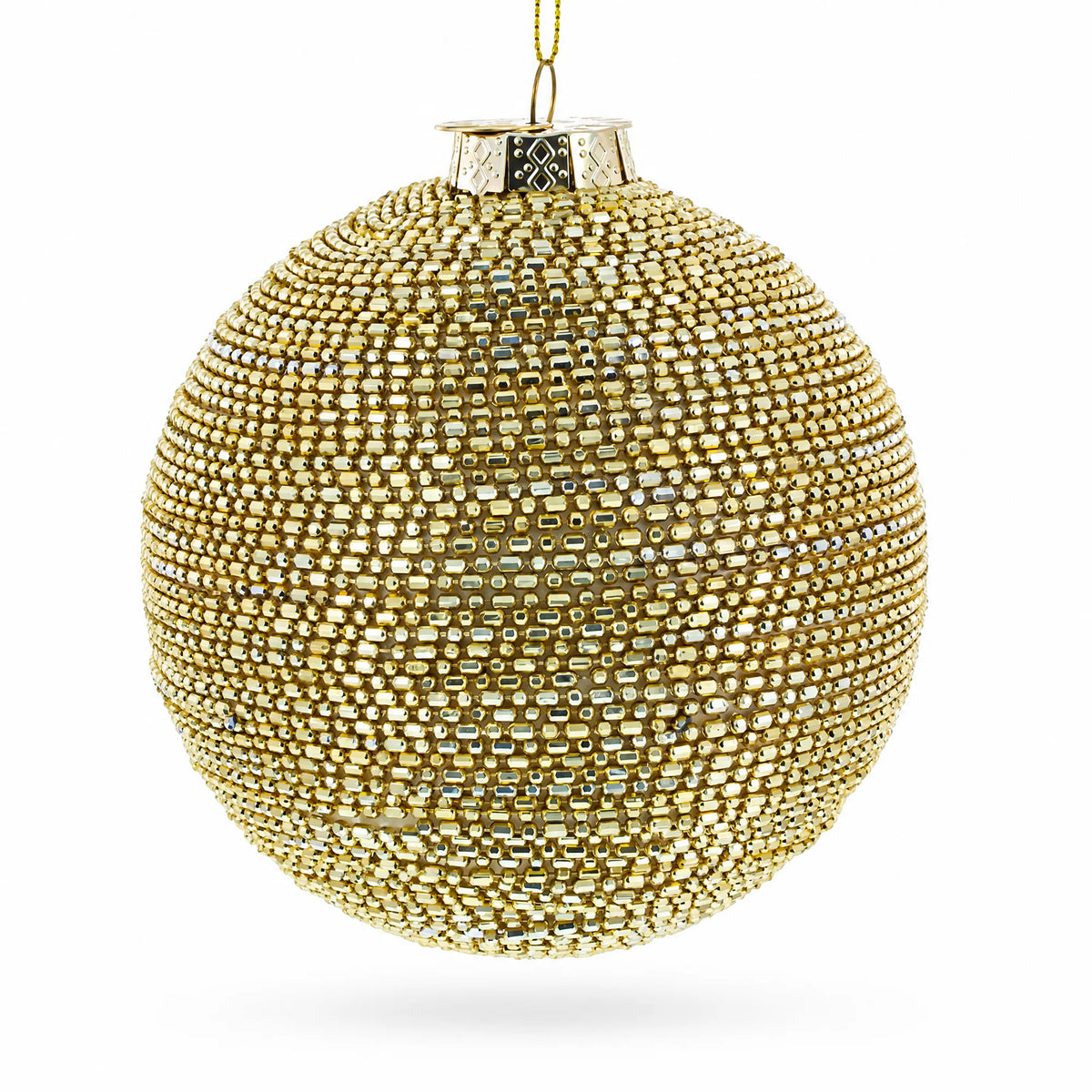 Beaded Gold Glass Ball -Glass Christmas Ornament
