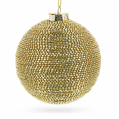 Beaded Gold Glass Ball -Glass Christmas Ornament