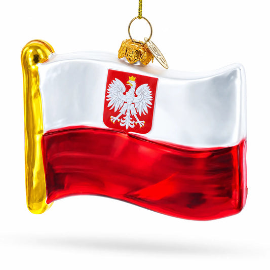 Waving Flag of Poland Glass Christmas Ornament BestPysanky Default Title Default Title-