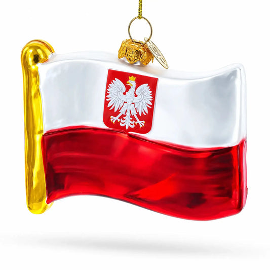 Waving Flag of Poland Glass Christmas Ornament BestPysanky Default Title Default Title-