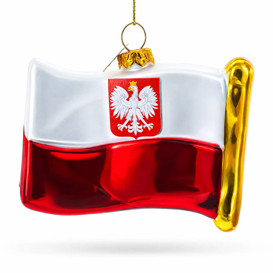 Waving Flag of Poland Glass Christmas Ornament BestPysanky Default Title Default Title-