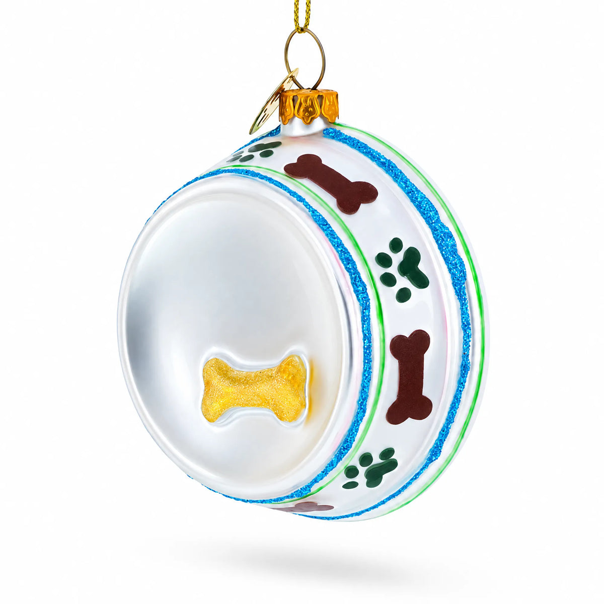 Bowl White Bone Glass Christmas Ornament