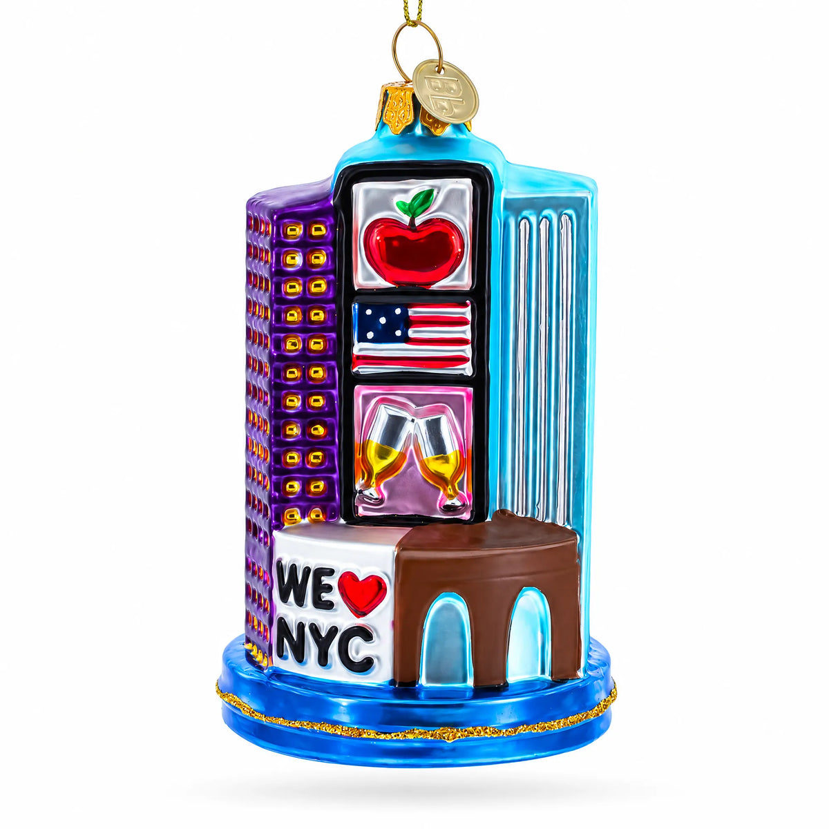 Landmarks of New York City Glass Christmas Ornament