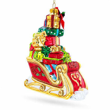 Sleigh Full of Gifts Glass Christmas Ornament
