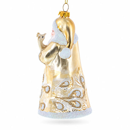 Santa in Golden Coat Glass Christmas Ornament