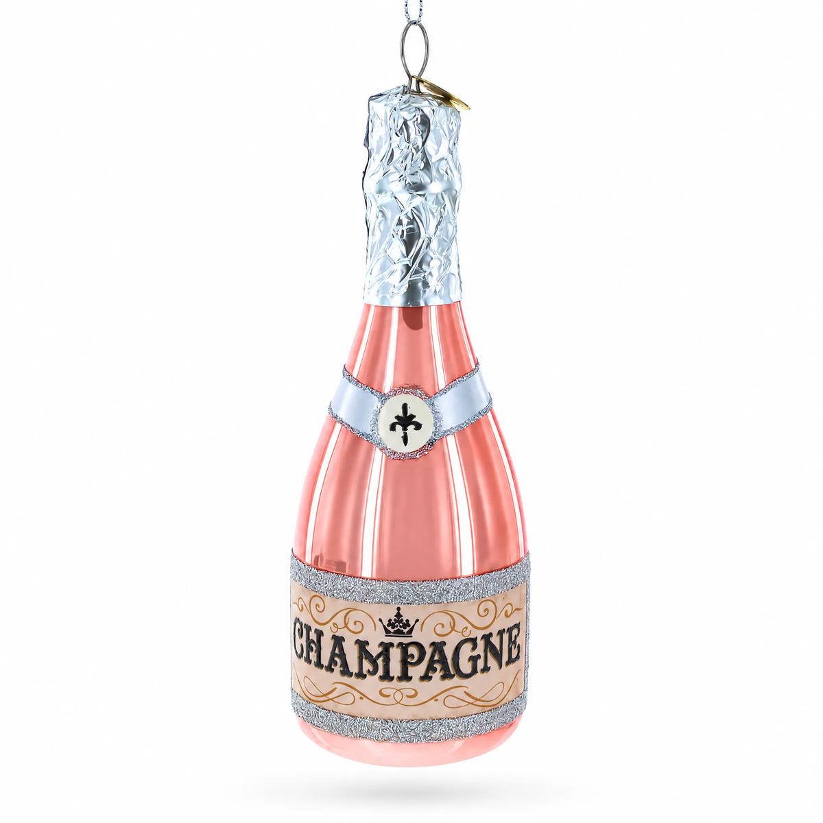 Pink Sparkling Wine Glass Christmas Ornament