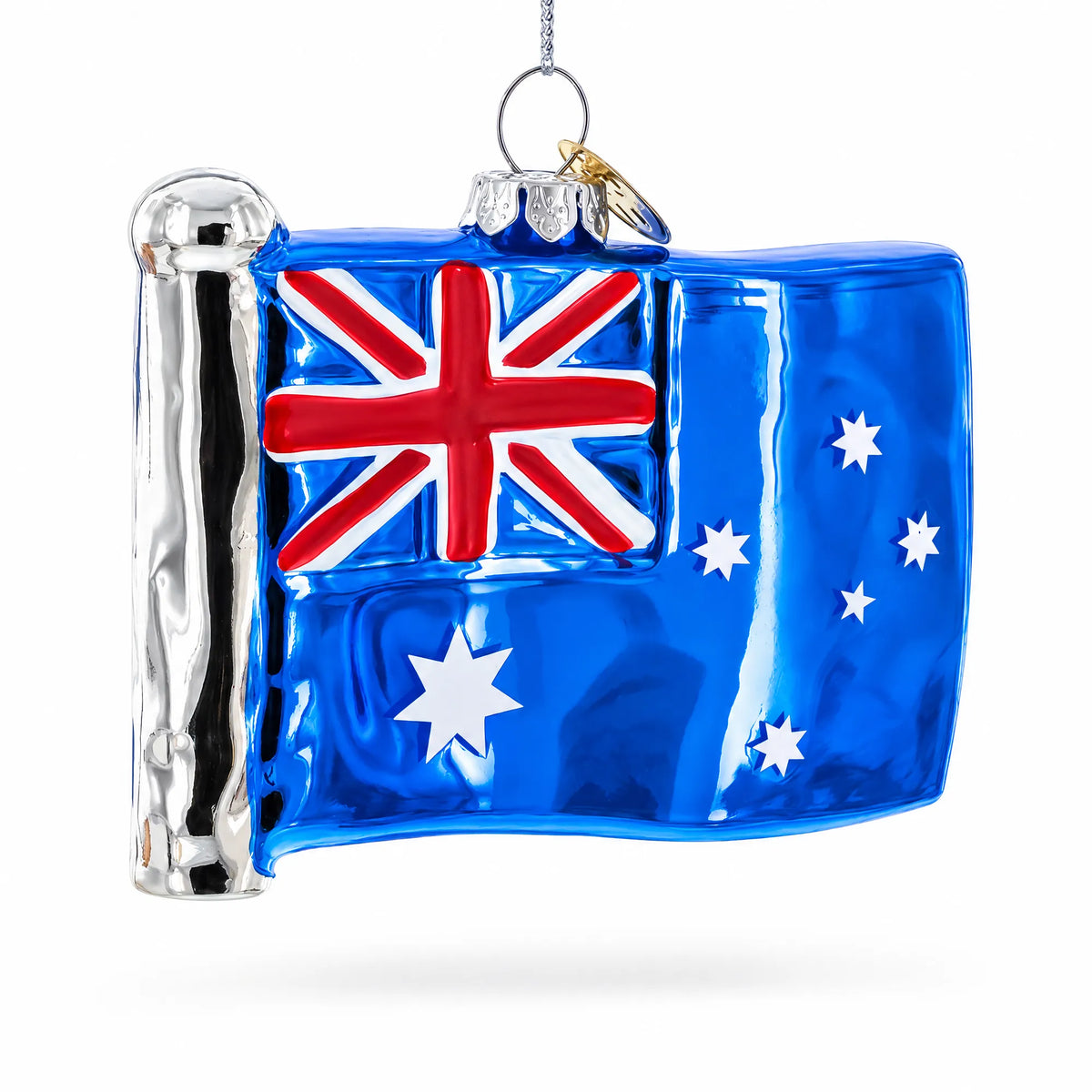 Waving Flag of Australia Glass Christmas Ornament