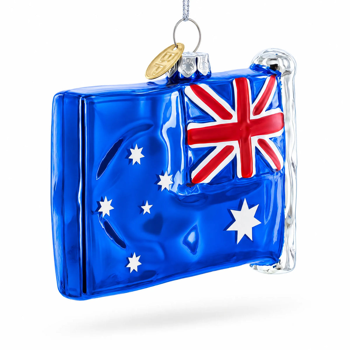 Waving Flag of Australia Glass Christmas Ornament