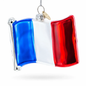 Waving Flag of France Glass Christmas Ornament