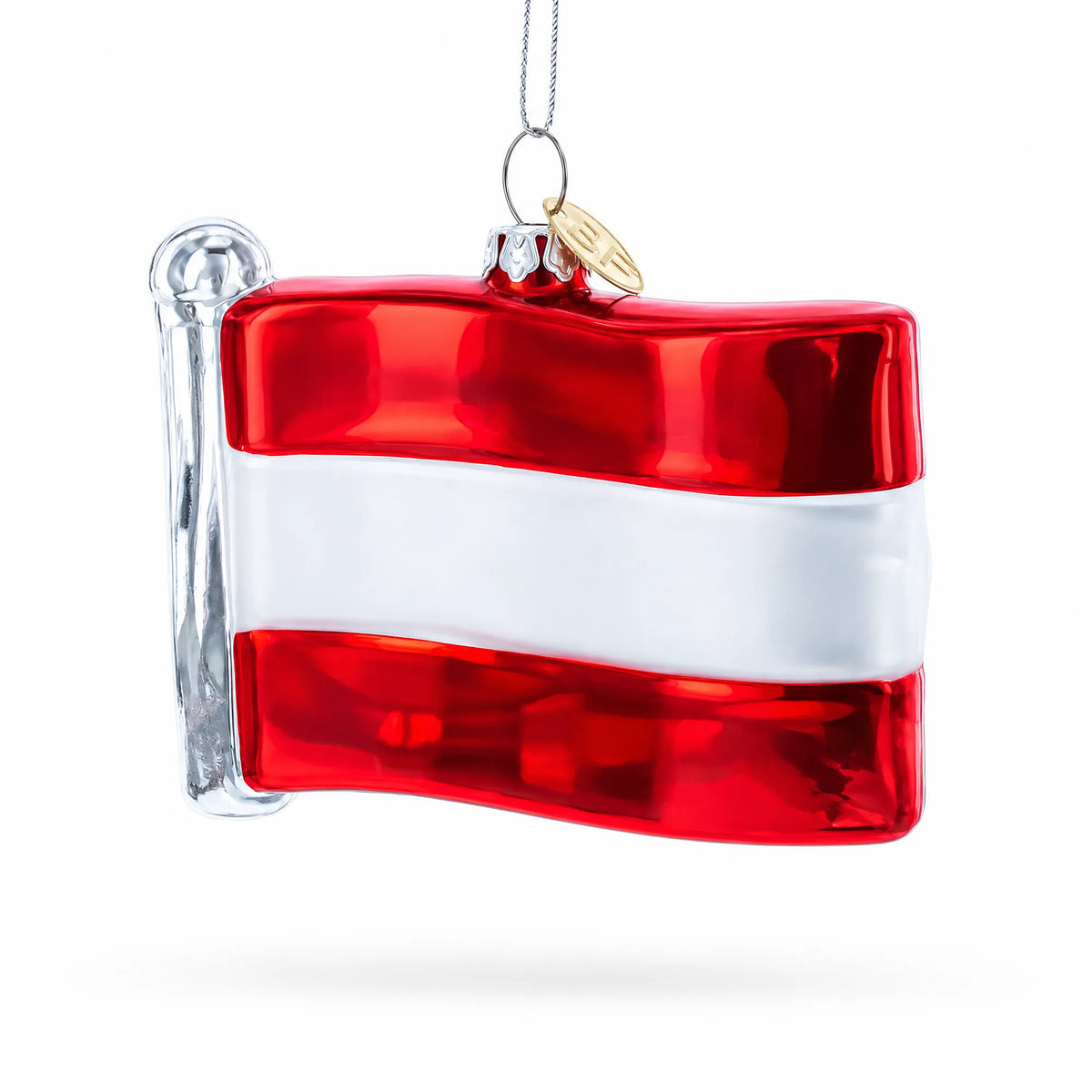 Waving Flag of Austria Glass Christmas Ornament