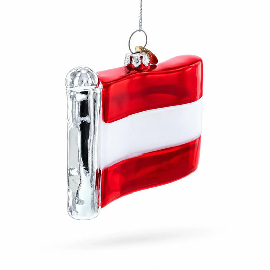 Waving Flag of Austria Glass Christmas Ornament BestPysanky Default Title Default Title-