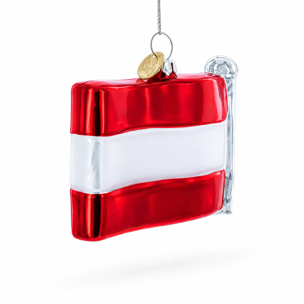 Waving Flag of Austria Glass Christmas Ornament