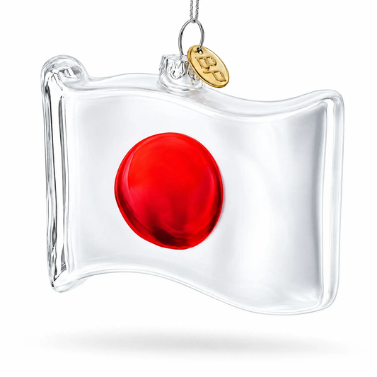 Waving Flag of Japan Glass Christmas Ornament BestPysanky Default Title Default Title-