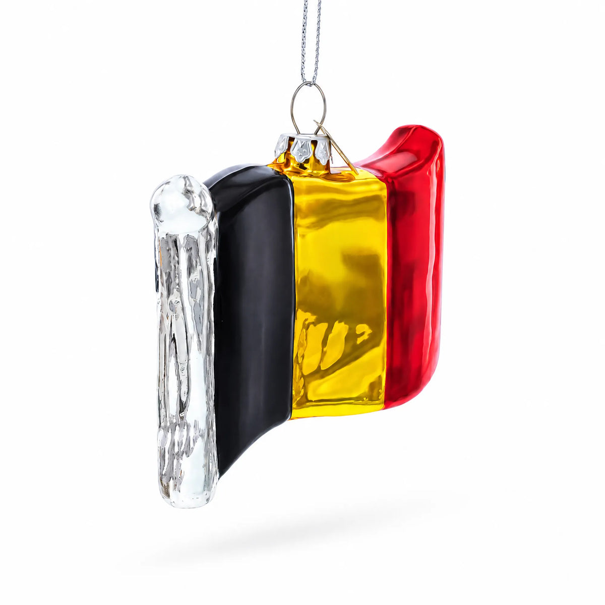 Waving Flag of Belgium Glass Christmas Ornament