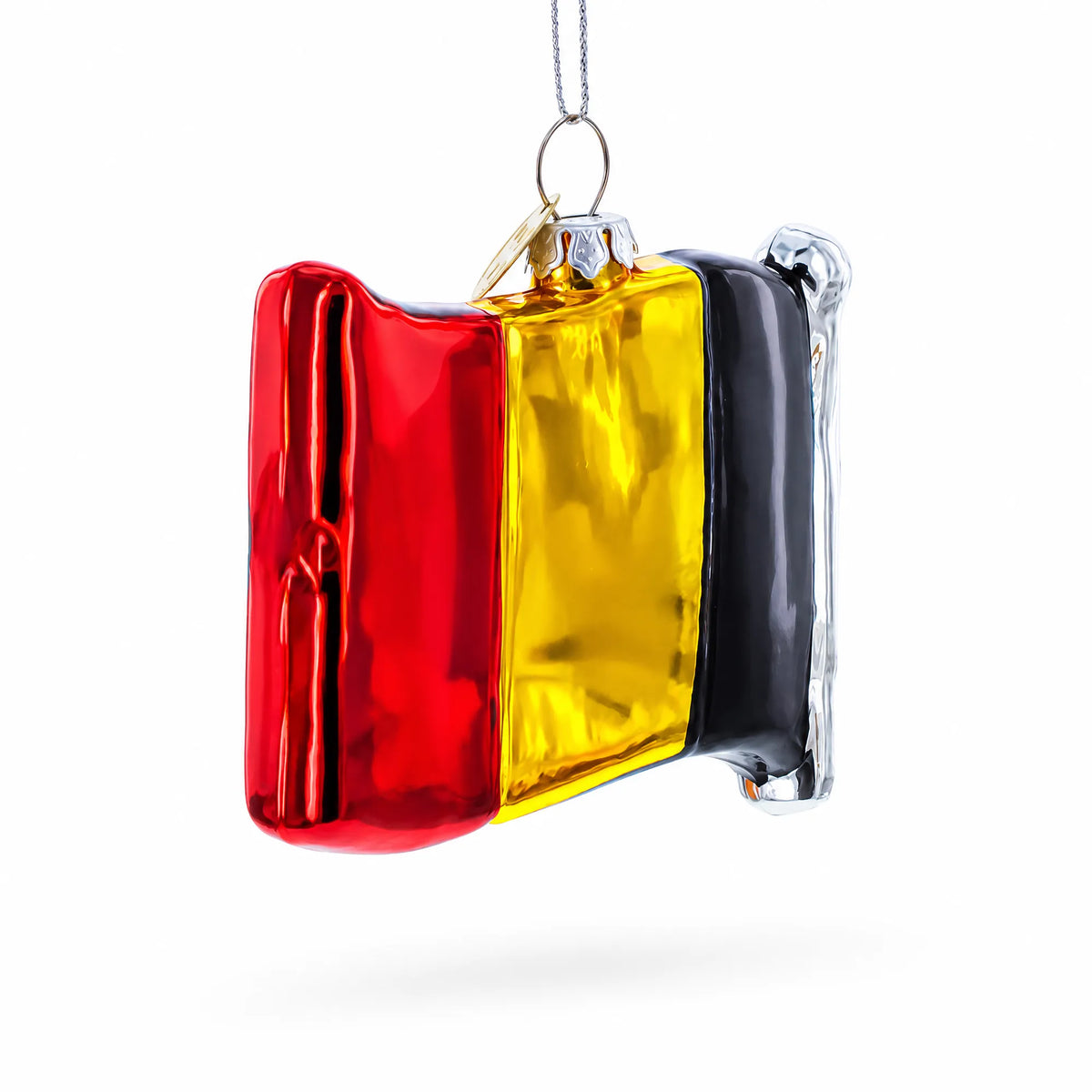 Waving Flag of Belgium Glass Christmas Ornament
