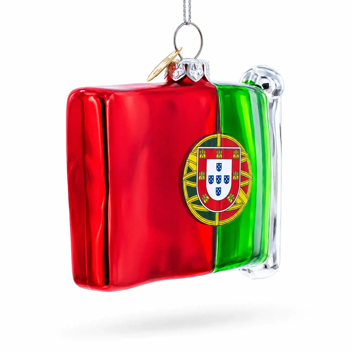 Waving Flag of Portugal Glass Christmas Ornament
