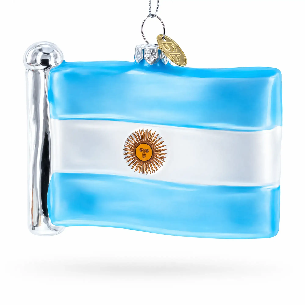 Waving Flag of Argentina Glass Christmas Ornament