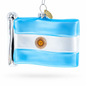 Waving Flag of Argentina Glass Christmas Ornament