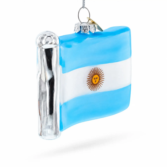Waving Flag of Argentina Glass Christmas Ornament BestPysanky Default Title Default Title-