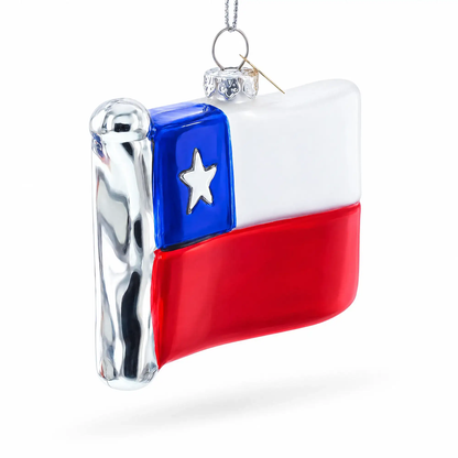 Waving Flag of Chile Glass Christmas Ornament