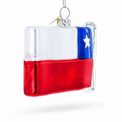 Waving Flag of Chile Glass Christmas Ornament