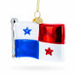 Waving Flag of Panama Glass Christmas Ornament