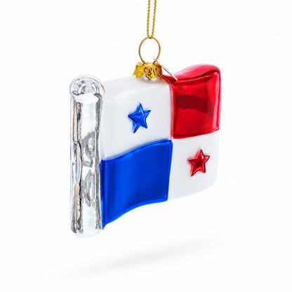 Waving Flag of Panama Glass Christmas Ornament