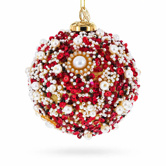 Luxury Pearl & Sequin Beaded Glass Christmas Ornament BestPysanky Default Title Default Title-
