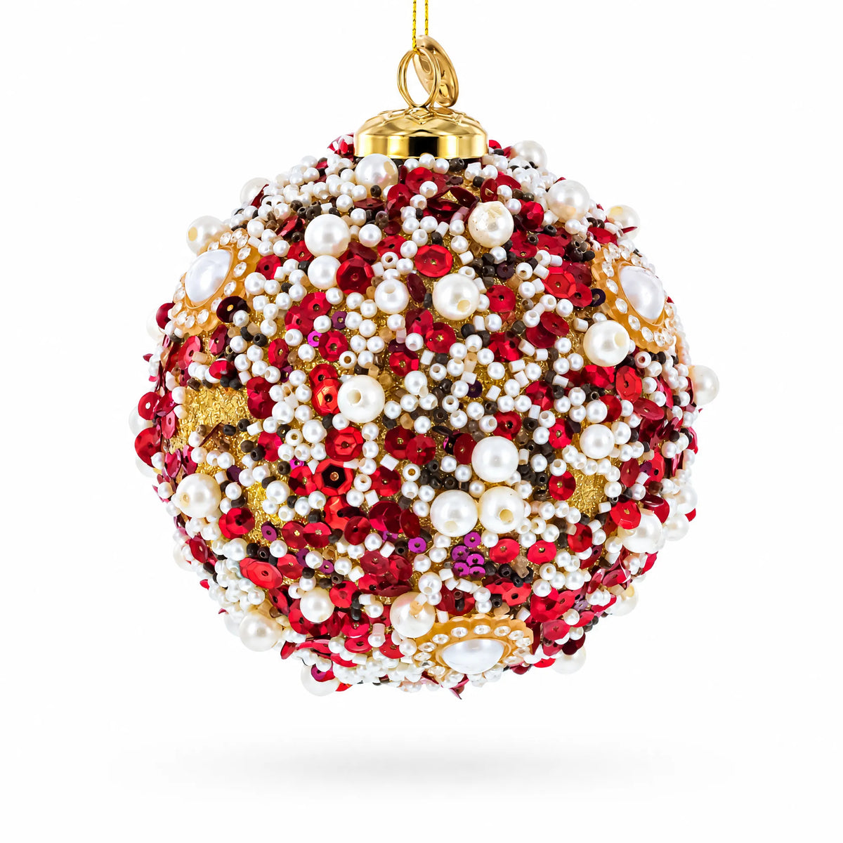 Luxury Pearl & Sequin Beaded Glass Christmas Ornament