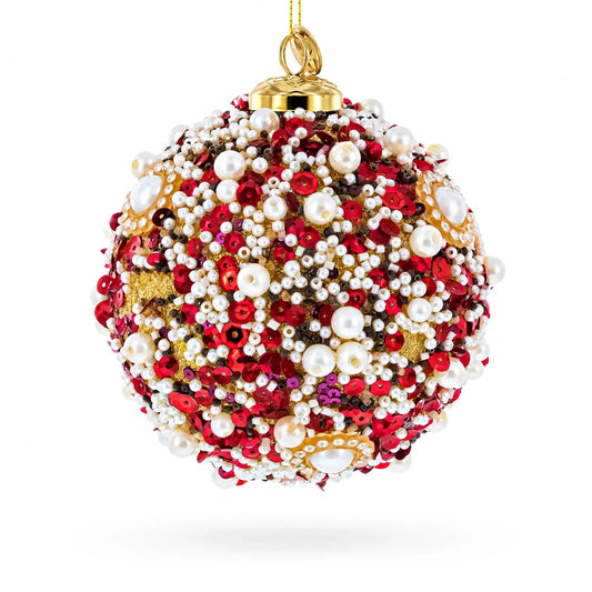Luxury Pearl & Sequin Beaded Glass Christmas Ornament BestPysanky Default Title Default Title-