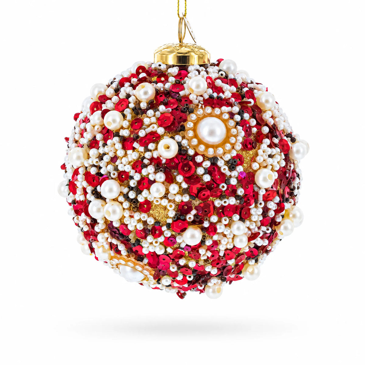 Luxury Pearl & Sequin Beaded Glass Christmas Ornament