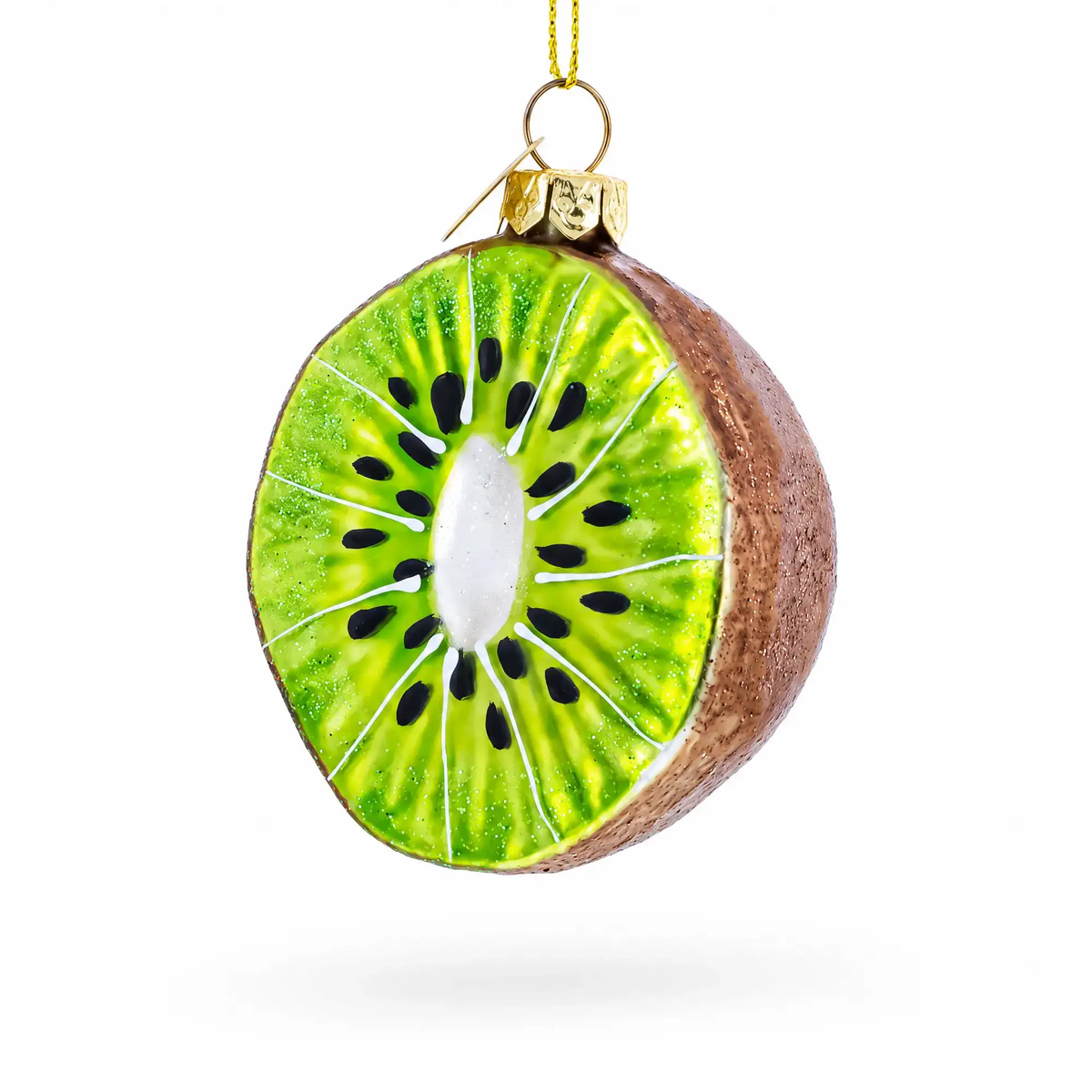 Kiwi Slice Glass Christmas Ornament