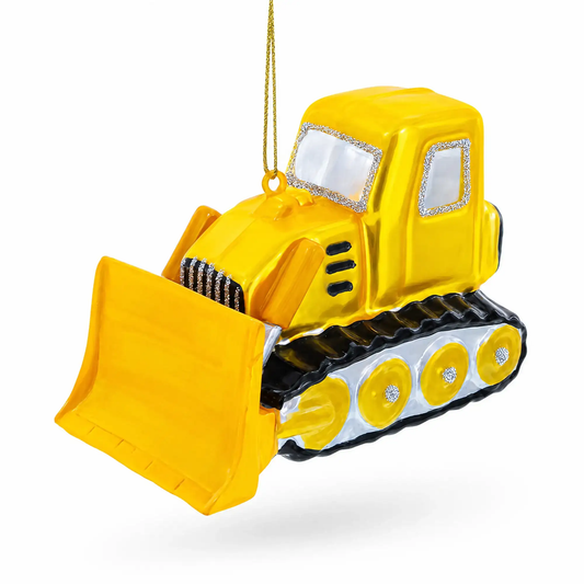 Bulldozer with Front Blade Glass Christmas Ornament BestPysanky Default Title Default Title-