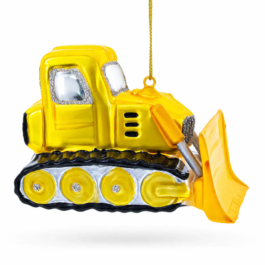 Bulldozer with Front Blade Glass Christmas Ornament BestPysanky Default Title Default Title-