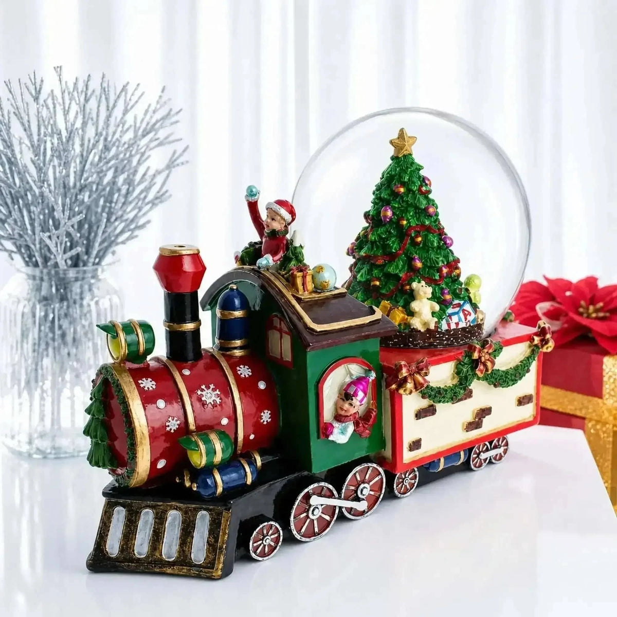 Children Riding Train Musical Christmas Water Snow Globe Cartsfy Inc.