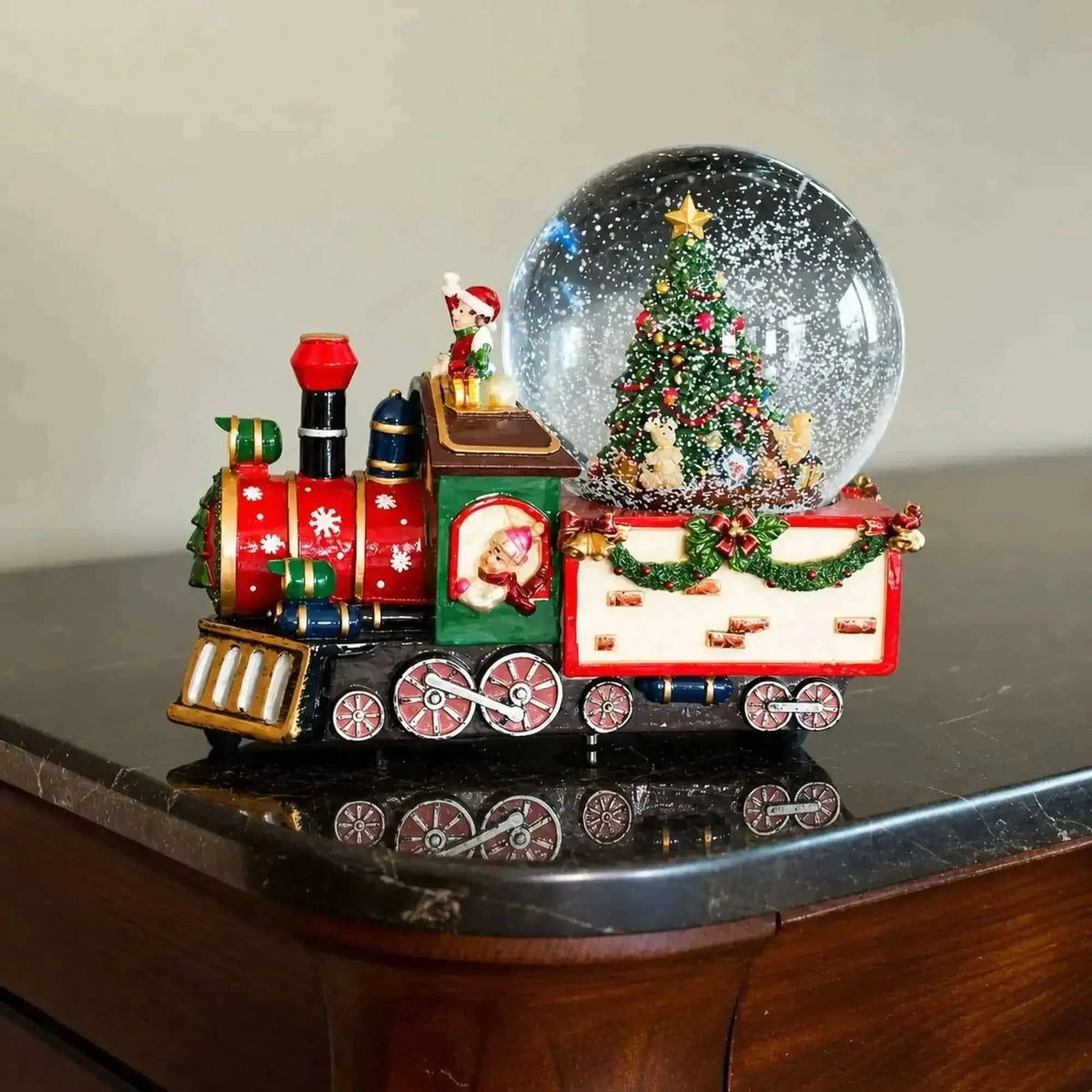 Children Riding Train Musical Christmas Water Snow Globe Cartsfy Inc.
