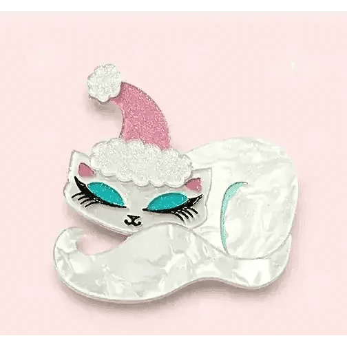 Christmas Cat Nap Brooch by Miss Fluff x Lipstick & Chrome Cartsfy Inc.