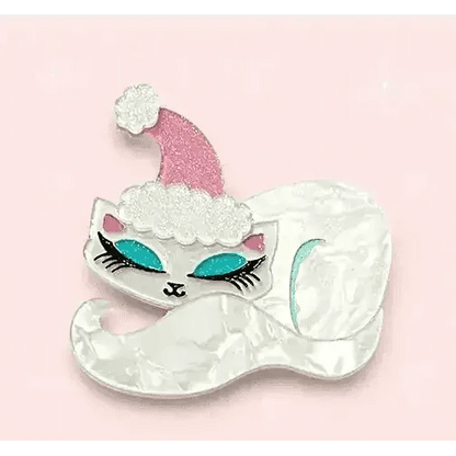 Christmas Cat Nap Brooch by Miss Fluff x Lipstick & Chrome Cartsfy Inc.