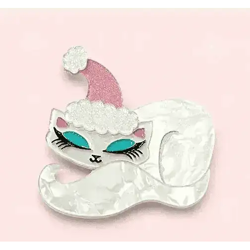 Christmas Cat Nap Brooch by Miss Fluff x Lipstick & Chrome Cartsfy Inc.